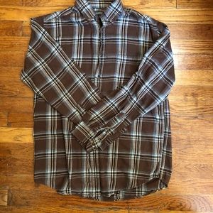 Mens Flannel Plaid Croft & Barrow Brown Shirt S